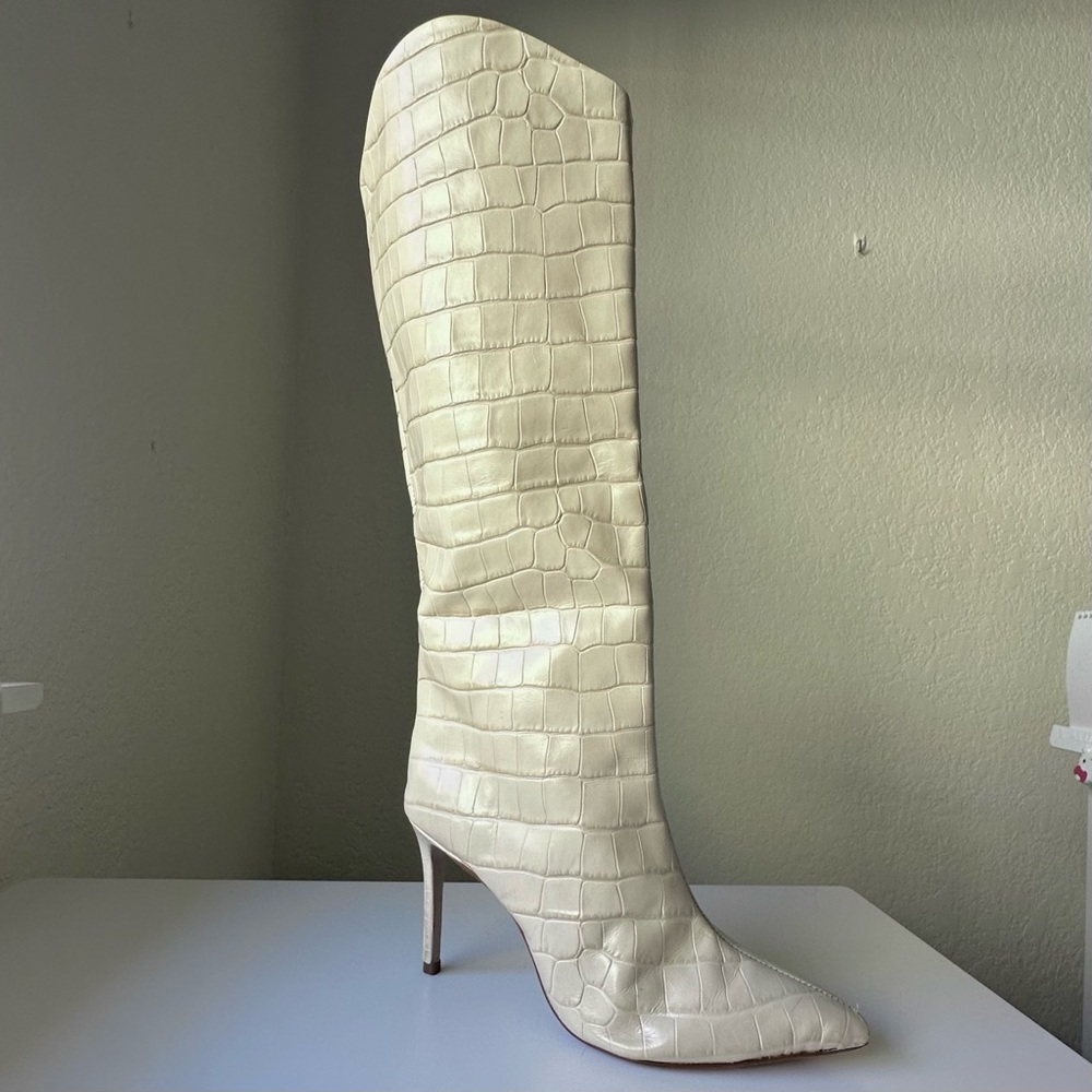 Schutz | MARYANA CROCODILE-EMBOSSED LEATHER BOOT | US 7 - Picture 6 of 13